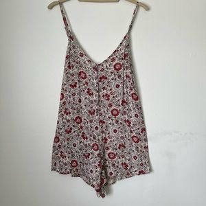Billabong white and red floral romper with adjustable spaghetti straps | size S